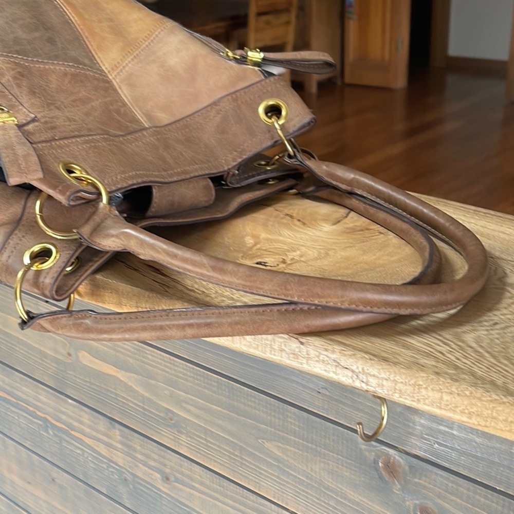 Brown Patchwork Tote Shoulder Bag - image 8